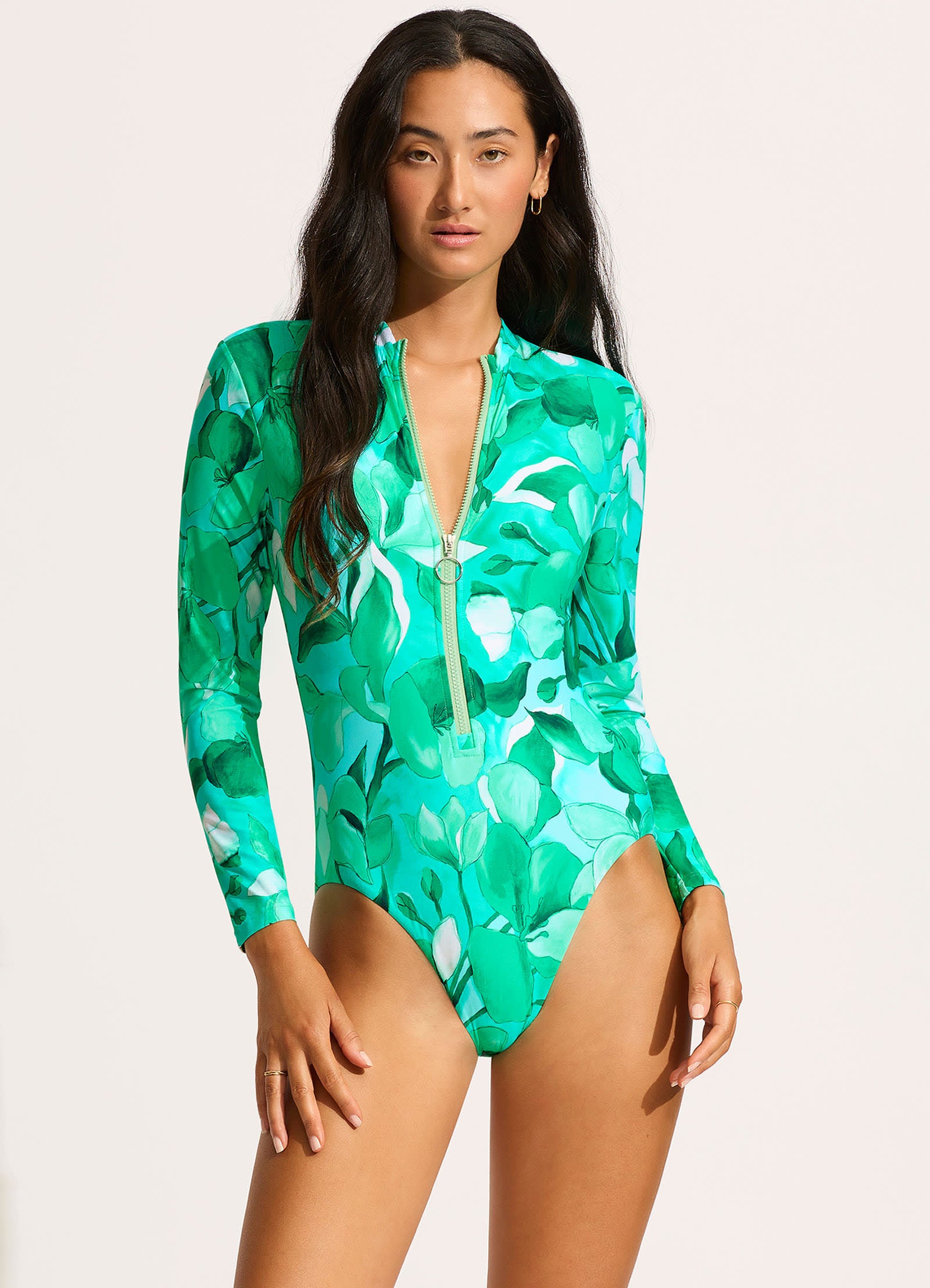 Secret Garden Zip Front Surf Suit - Jade – Seafolly United Kingdom
