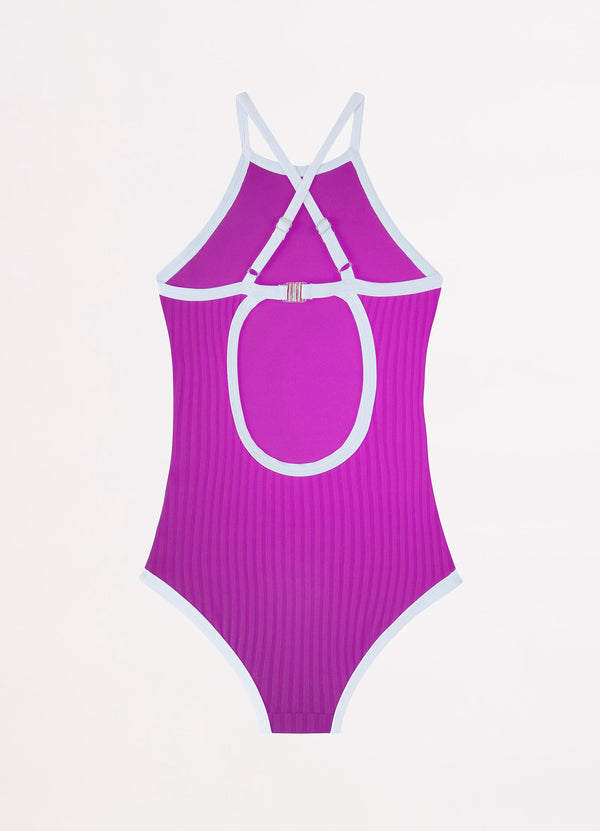 Essentials Girls High Neck One Piece - Orchid
