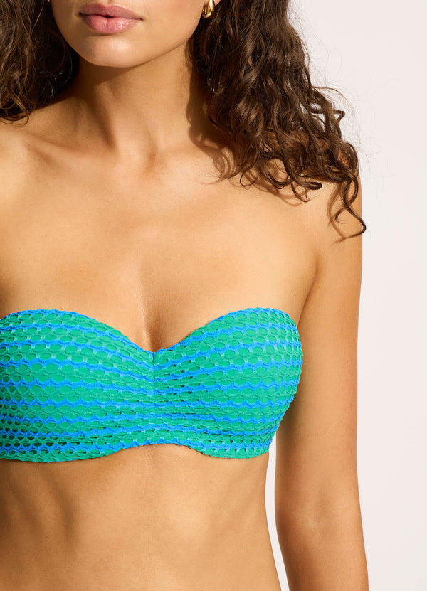 Mesh Effect Bustier Bandeau Bikini Top - Jade