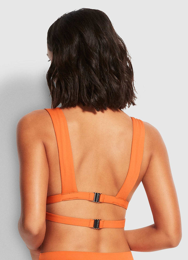 Banded Triangle Bikini Top - Spicy Orange