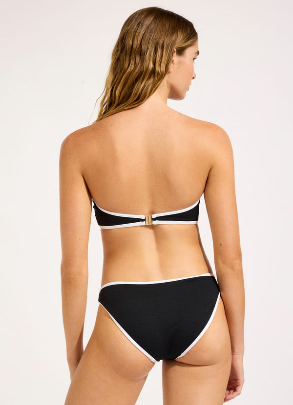 Beach Bound Ring Front Bandeau Bikini Top - Black