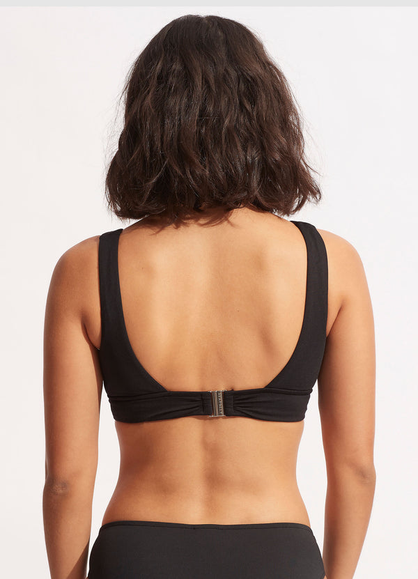 V Neck Tank Bikini Top - Black