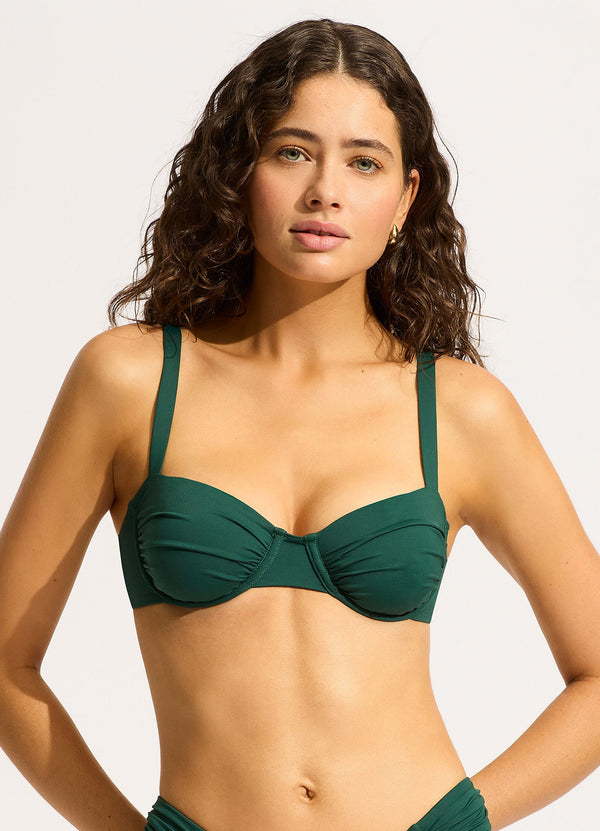 Seafolly Collective Ruched Underwire Bikini Top - Evergreen