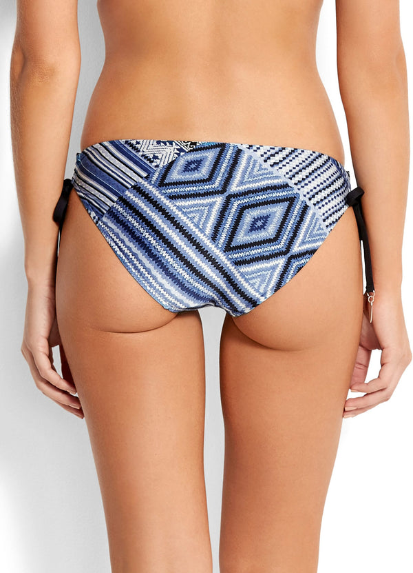 Desert Tribe Loop Tie Side Hipster Bikini Pant - Bluestone