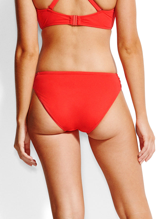 Seafolly Ruched Side Retro Bikini Bottom - Chilli