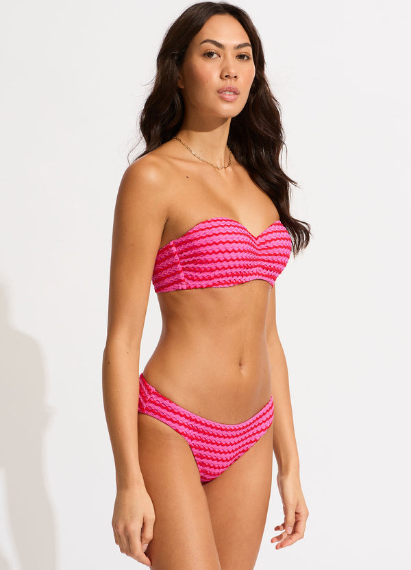 Mesh Effect Hipster Bikini Bottom - Chilli Red