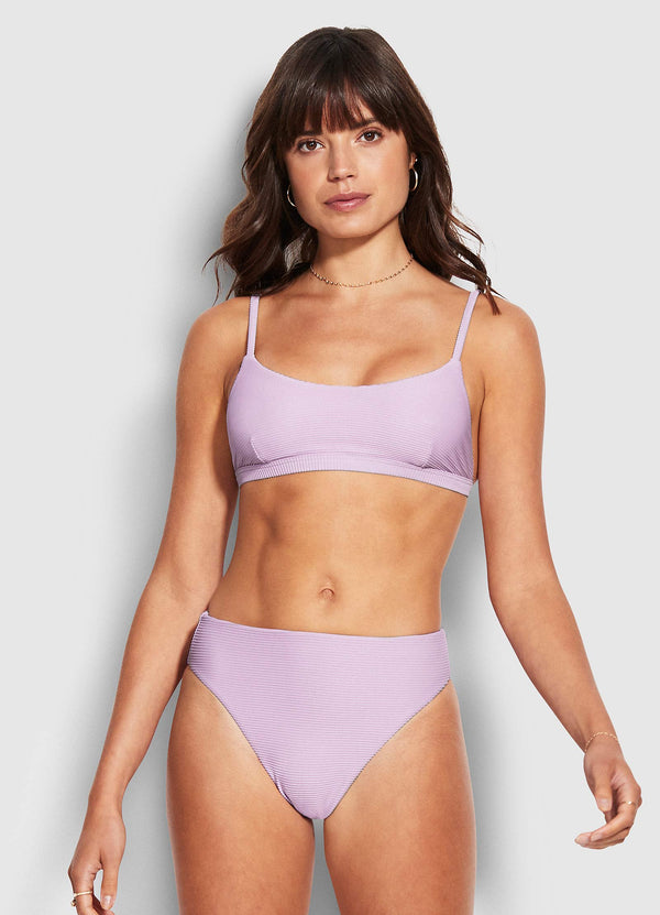 Essentials High Rise Bikini Bottom - Lilac