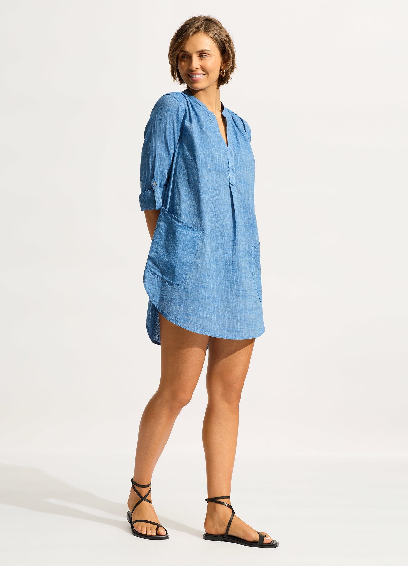 Boyfriend Beach Shirt Chambray Seafolly United Kingdom