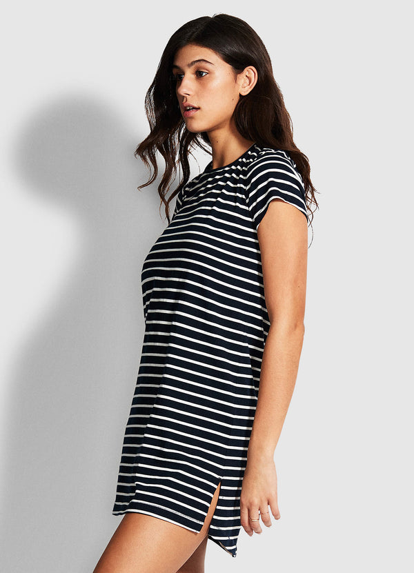 Vacay Tee Dress - Navy/White