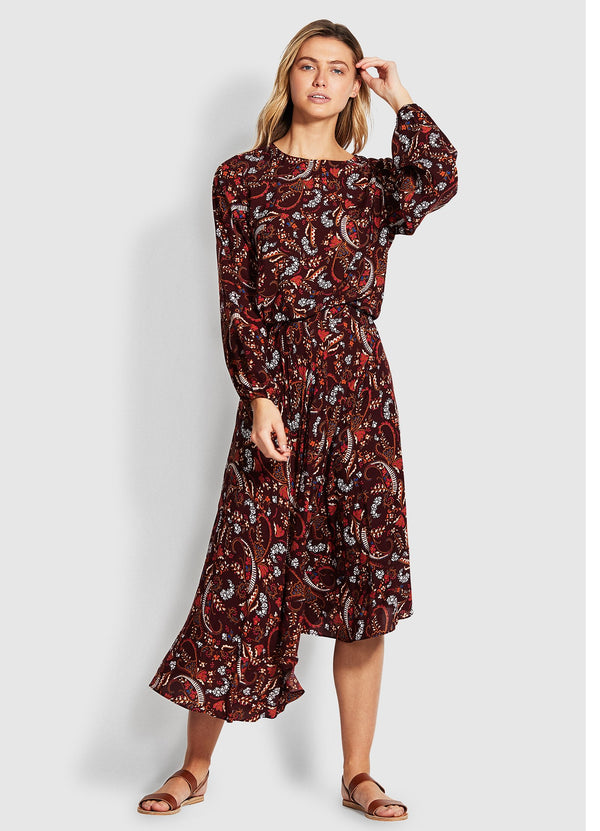 El Dorado Chloe Paisley Skirt - Maroon