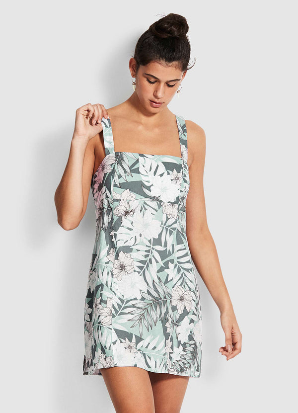 Copacabana Linen Blend Dress - Vine