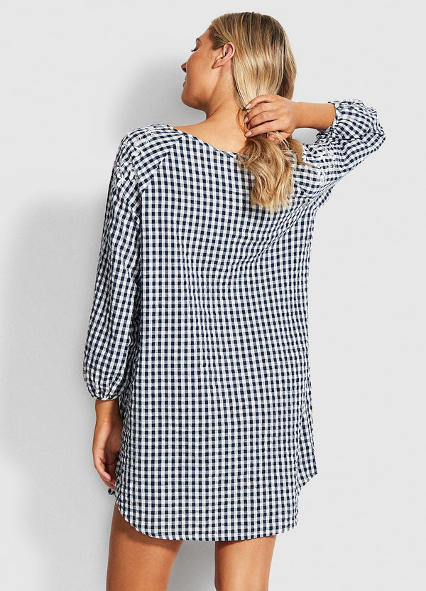 Ally Gingham Cover Up - Blue