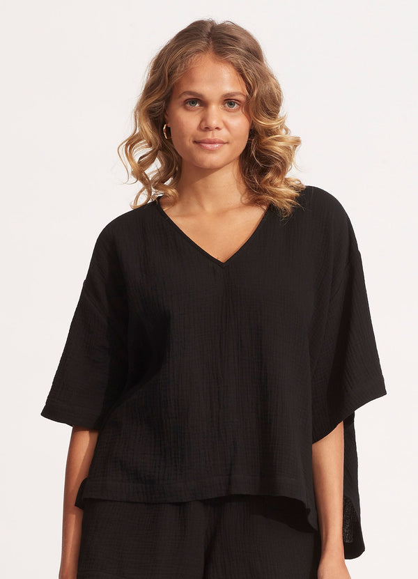 Double Cloth Top - Black