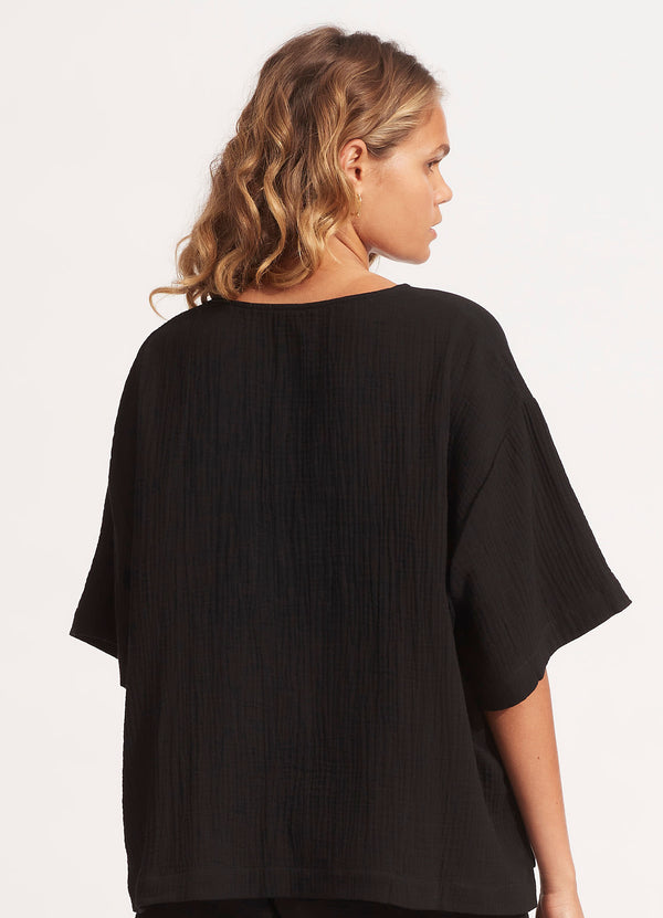 Double Cloth Top - Black