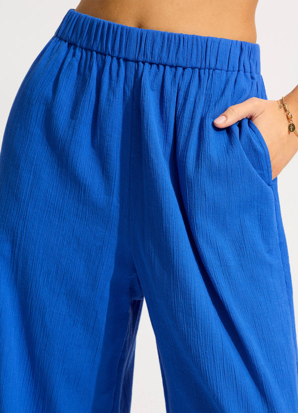 Crinkle Beach Pant - Azure