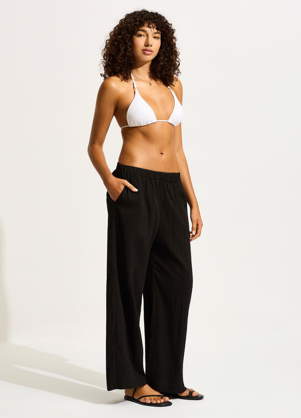 Crinkle Beach Pant - Black