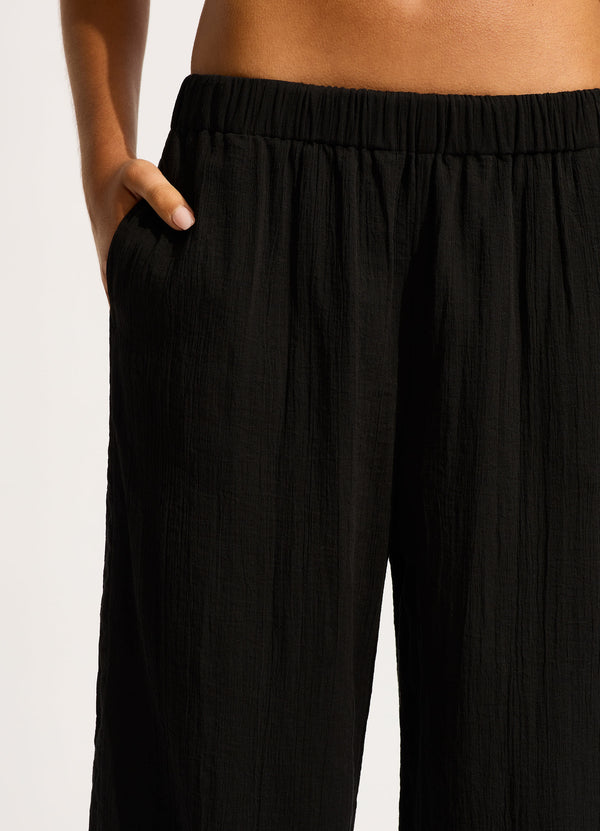 Crinkle Beach Pant - Black