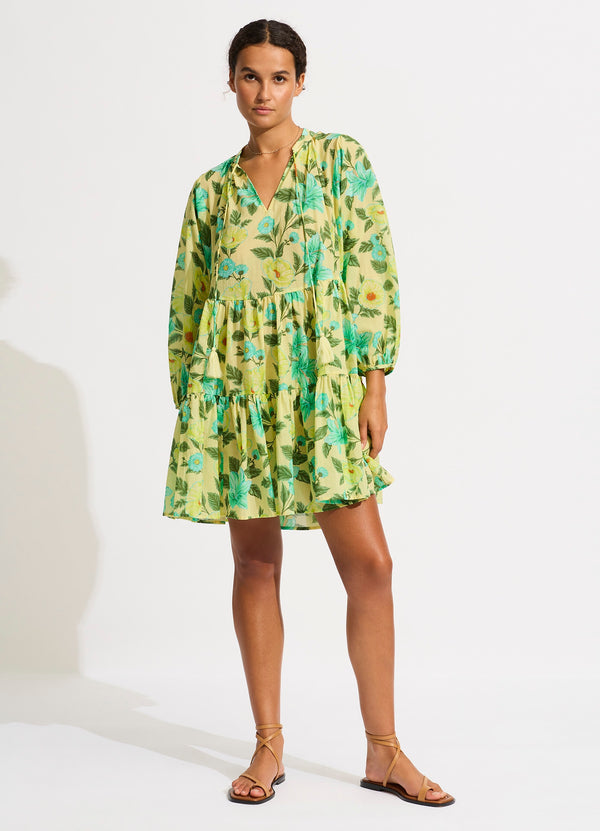 Garden Party Tiered Mini Dress - Lime Light Seafolly United Kingdom Garden Party Tiered Mini Dress - Lime Light Seafolly United Kingdom