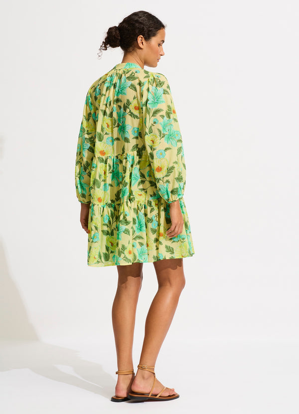 Garden Party Tiered Mini Dress - Lime Light