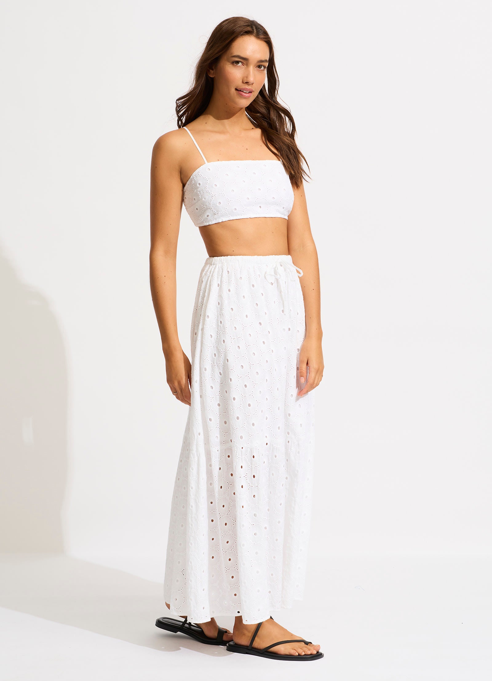 Broderie Crop Top White Seafolly United Kingdom