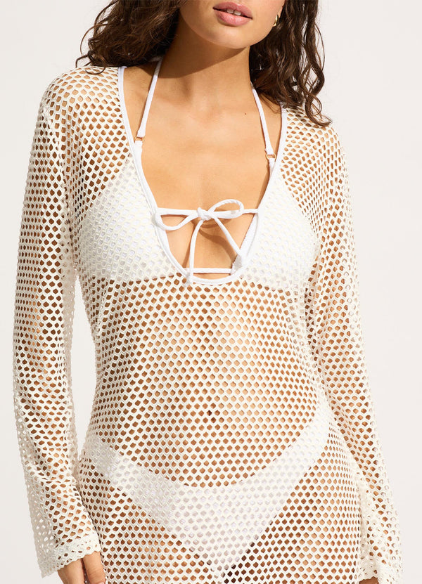 Mesh Effect Cover Up - White