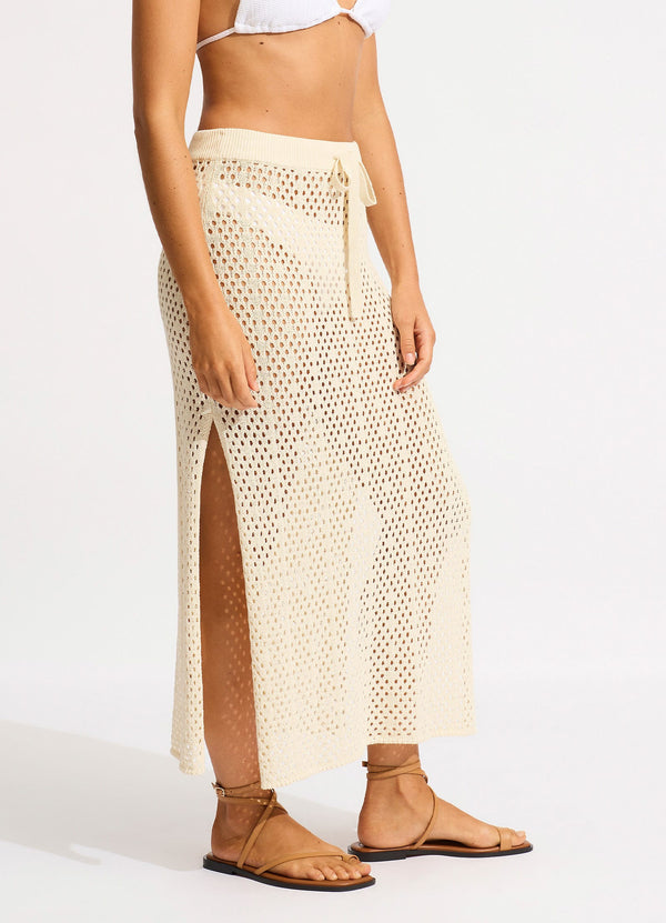 Midi Knit Skirt - Natural