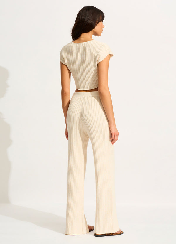 Wavelength Front Split Knit Pant - Ecru