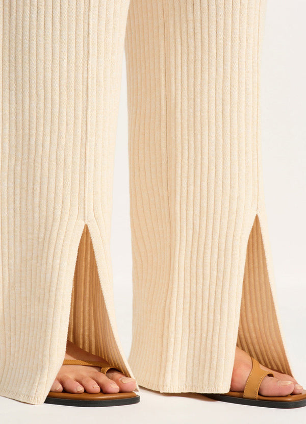 Wavelength Front Split Knit Pant - Ecru