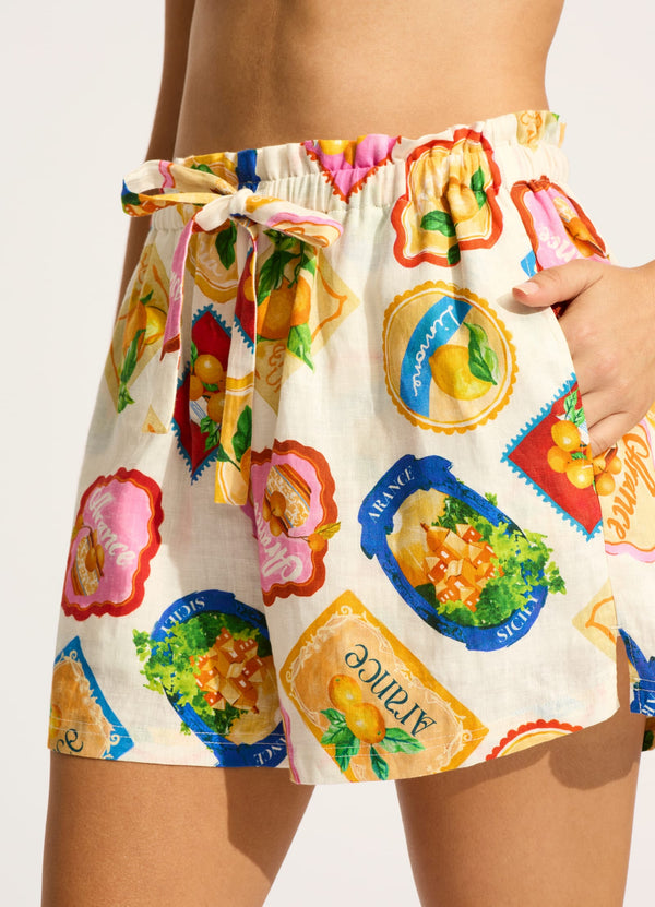 Ciao Bella Stamp Paper Bag Short - White