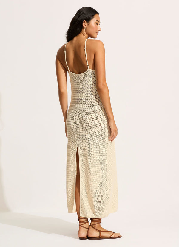Isla Palm Knit Maxi Dress - Ecru