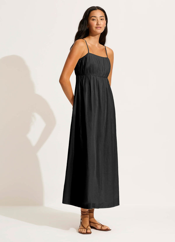 Piped Maxi Dress - Black