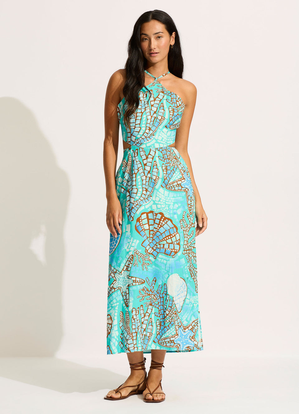 La Mer Cut Out Maxi Dress Aquatic Blue