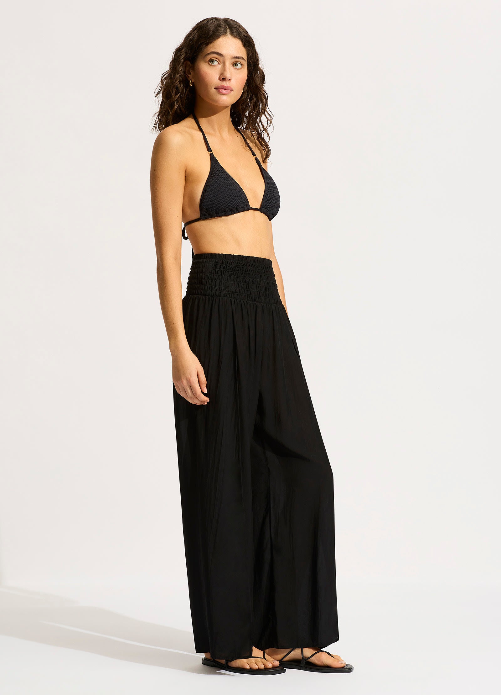 Shirred Waist Wrap Pant - Black – Seafolly United Kingdom