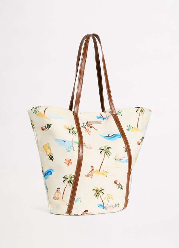 Isla Palm Tote Bag - Ecru