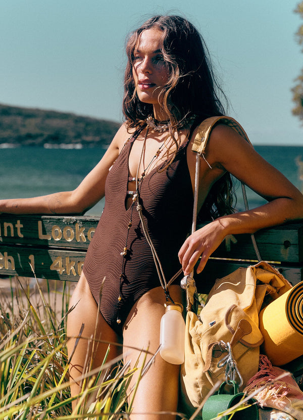 Sea Swirl Deep V One Piece Swimsuit