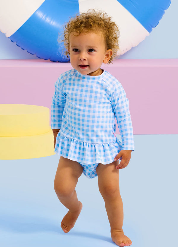 Gingham Rashie Set - Placid Blue