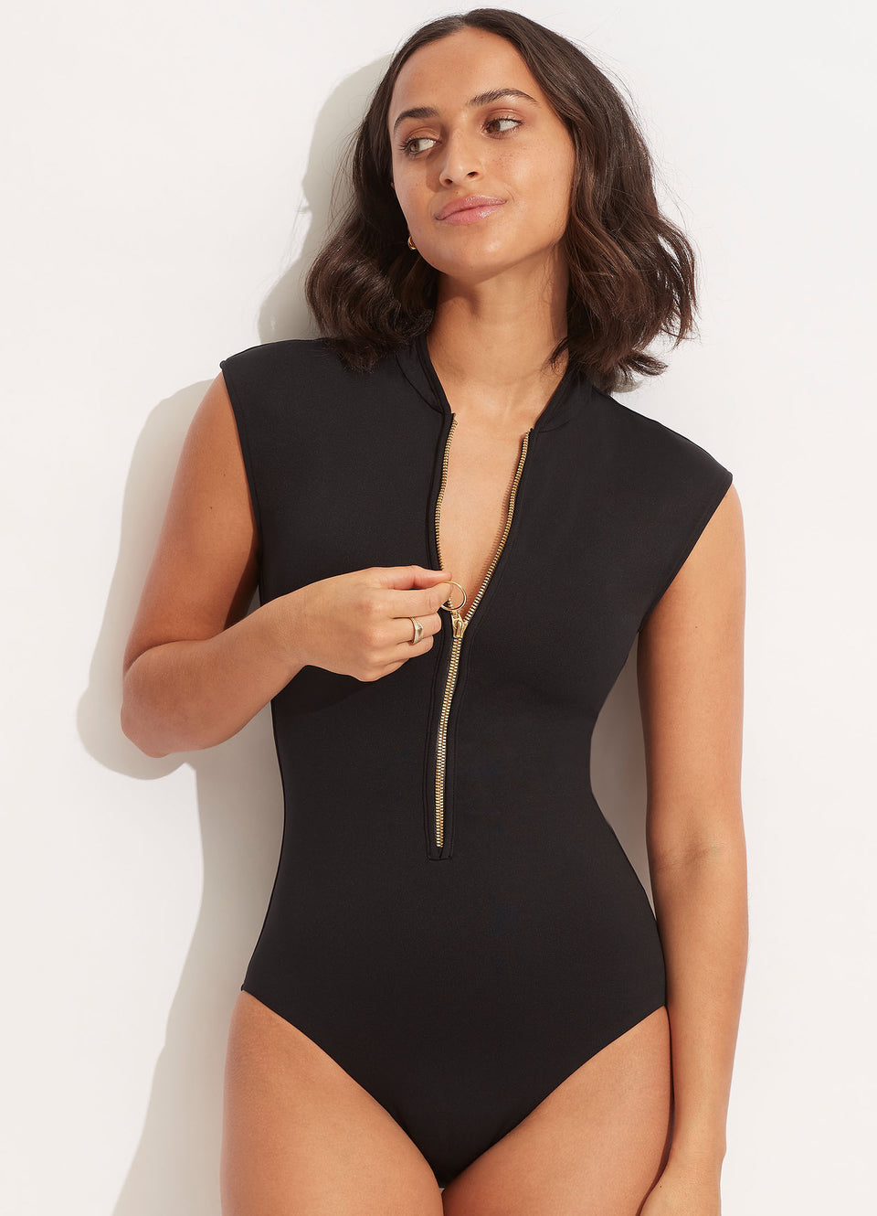 Seafolly Collective Zip Front One Piece Black