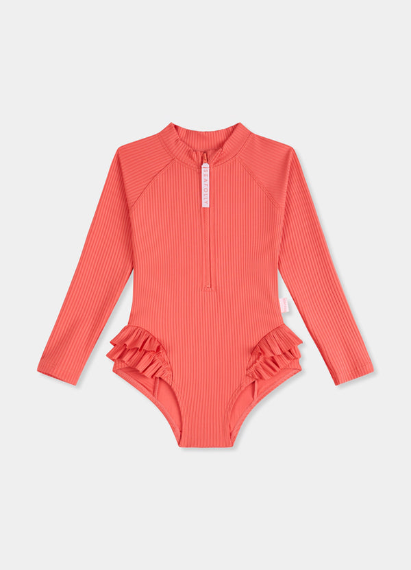 Summer Essential Girls Ruffle Hip Paddlesuit - Chintz Pink