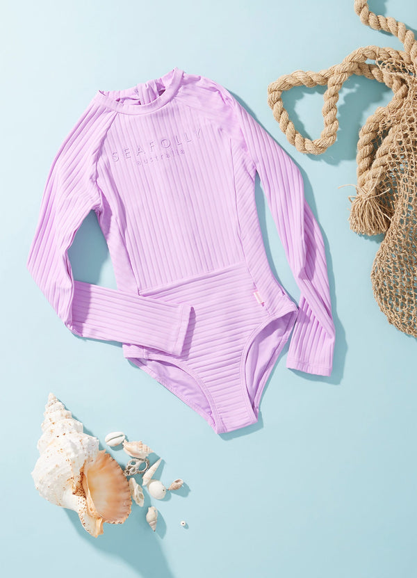 Girls Summer Essential Panelled Paddlesuit  - Violet