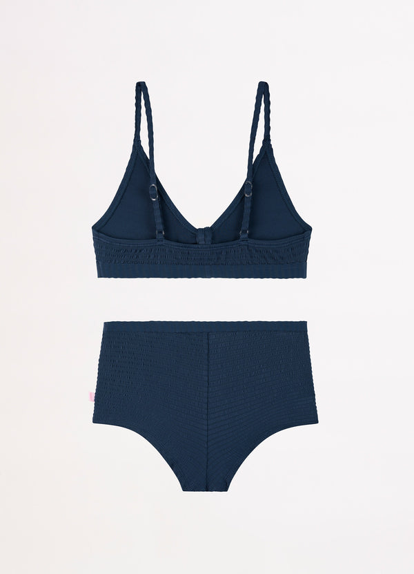 Girls Lemon Soda Triangle Bikini Set  - Navy