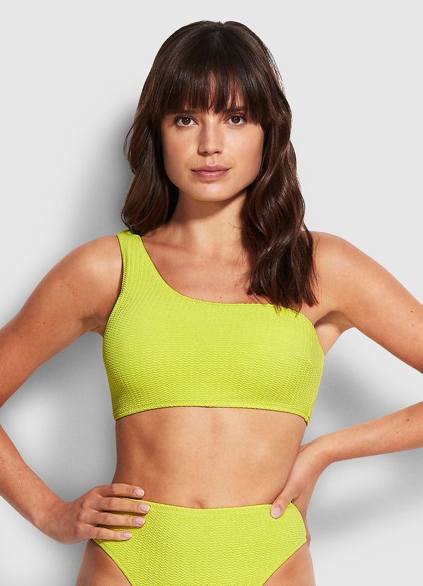 Sea Dive One Shoulder Top - Wild Lime