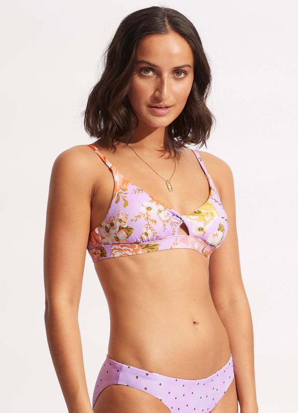 Paradise Garden Twist Front Bralette - Lilac