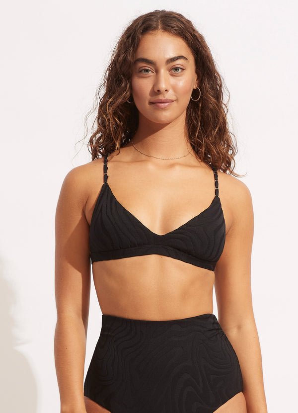 Second Wave Fixed Tri Bra - Black