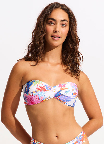 White twist store bandeau bikini top