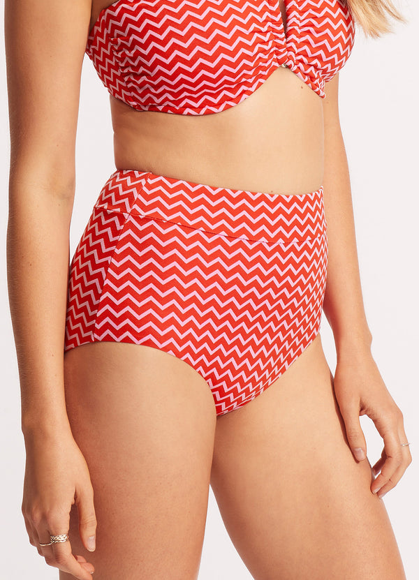 Sienna High Waisted Pant - Chilli Red