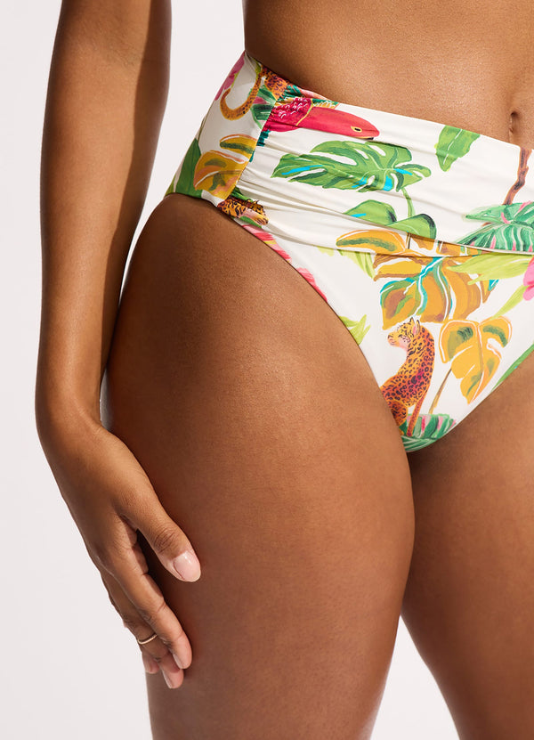 Tropica High Waist Wrap Front Bikini Bottom - Ecru