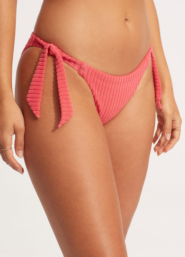 Havana Hipster Tie Side Bikini Bottom - Sun Kissed Coral