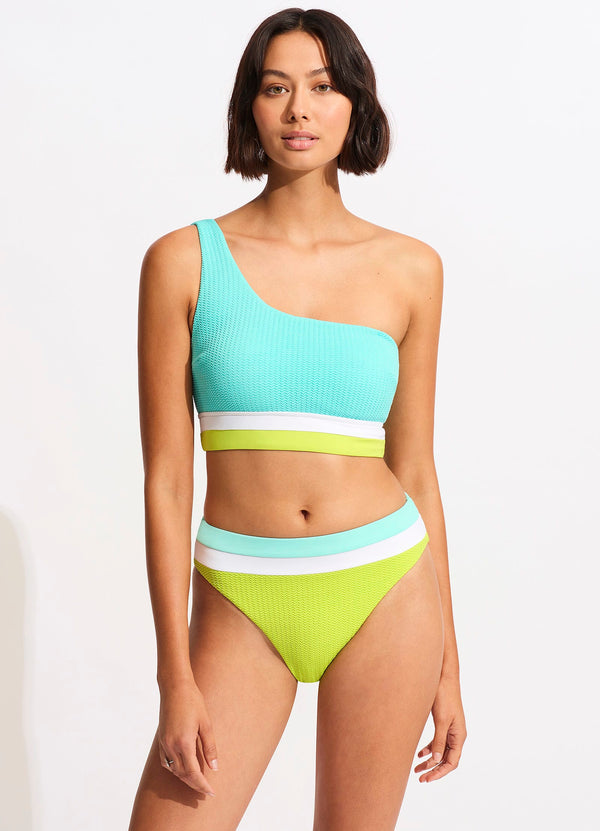Slice Of Splice High Waisted Bikini Bottom - Lime Burst