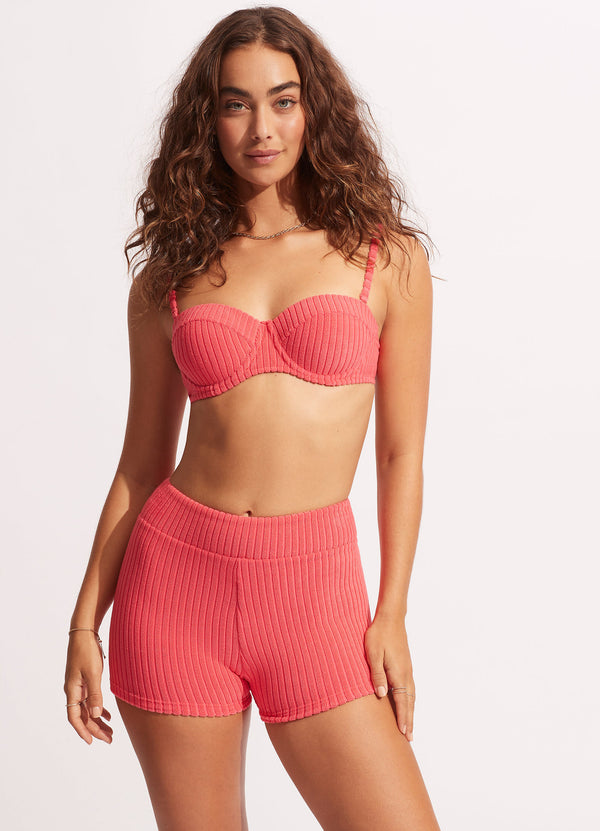 Seafolly Collective High Leg Ruched Side Bikini Bottom - Hot Pink