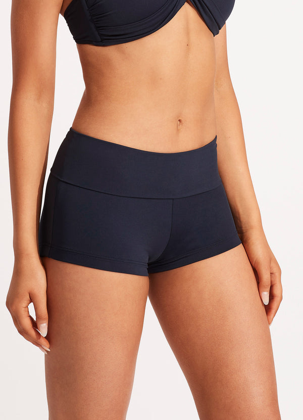 Seafolly Collective Roll Top Boyleg - True Navy